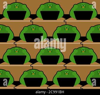 Troll Office Muster nahtlos. Fabrik des Hasses. Computer rollt endlosen Hintergrund. Stock Vektor