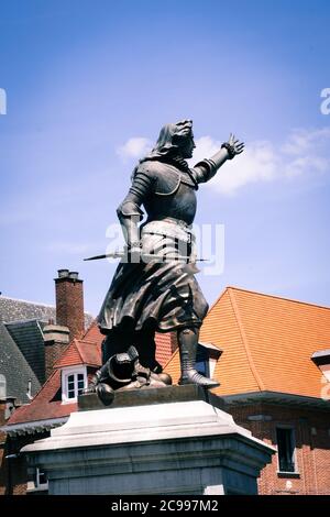 Denkmal für Christine de Lalaing 1863 in Tournai, Belgien Stockfoto