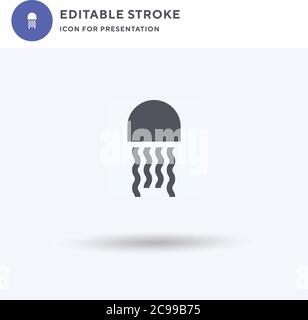 Quallen-Symbolvektor, gefülltes flaches Zeichen, solides Piktogramm isoliert auf Weiß, Logo-Illustration. Quallen-Symbol für die Präsentation. Stock Vektor