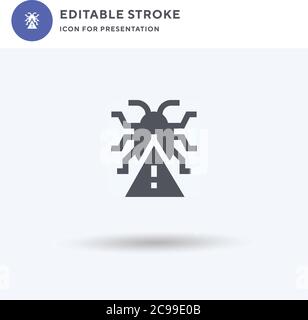 Bug Report Icon Vektor, gefülltes flaches Zeichen, solides Piktogramm isoliert auf weiß, Logo Illustration. Fehlerbericht-Symbol für die Präsentation. Stock Vektor