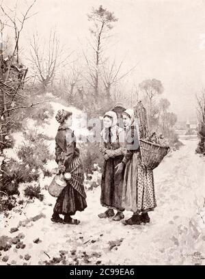 1890 Fototravur eines Ridgway-Ritter-Gemäldes mit der Bildunterschrift, im Winter Stockfoto