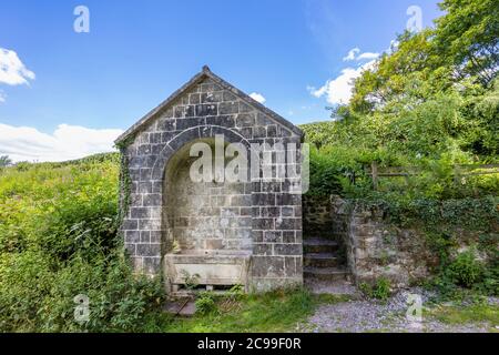 Das restaurierte Lower Pump House in Stourton, einem kleinen Dorf in der Nähe von Stourhead, Somerset, Südwestengland Stockfoto