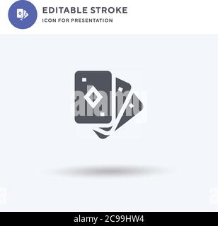 Kartenspiel-Symbolvektor, gefülltes flaches Zeichen, solides Piktogramm isoliert auf Weiß, Logo-Illustration. Kartenspiel-Symbol für Präsentation. Stock Vektor