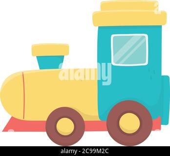Kinder Spielzeug Kunststoff Zug Cartoon isoliert Symbol Design weißen Hintergrund Vektor Illustration Stock Vektor