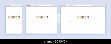 Browser-Fenster. Internet-Bildschirm, Browser-Suchbildschirm, Webseite leere Registerkarte Website. Stock Vektor