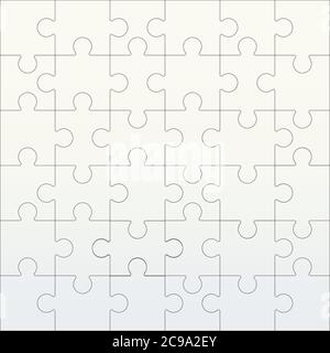 Puzzles Grid-Vorlage. Square Puzzle 6x6 Gitter Puzzle-Spiel und verbinden 36 Bildteile. Business Assemble Metapher oder Rätsel Spiel Herausforderung Vektor Stock Vektor