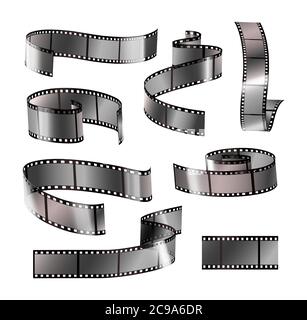 Filmstreifensatz. Negativ vintage Medien Filmstreifen, Film-Design. Vektorgrafik auf weißem Hintergrund Stock Vektor