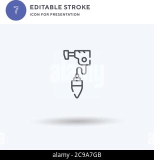 Plumb Bob Icon Vektor, gefüllt flache Zeichen, solide Piktogramm isoliert auf weiß, Logo Illustration. Slot Bob Symbol für die Präsentation. Stock Vektor