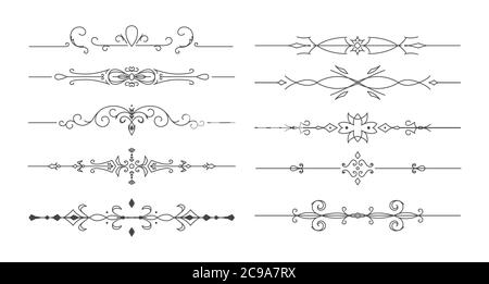 Blumenvektorteiler. Set aus einfachen dekorativen Seitenteilern und Designelementen. Stock Vektor