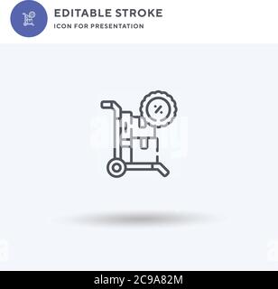 Trolley-Symbolvektor, gefülltes flaches Schild, solides Piktogramm isoliert auf Weiß, Logo-Illustration. Rollwagensymbol für die Präsentation. Stock Vektor