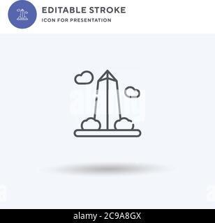 Washington Monument Symbolvektor, gefülltes flaches Schild, solides Piktogramm isoliert auf weiß, Logo-Illustration. Washington Monument Symbol für Präsentation. Stock Vektor