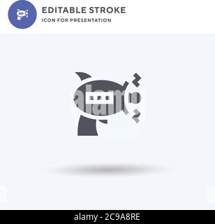 Blaster Icon Vektor, gefüllt flaches Zeichen, solides Piktogramm isoliert auf weiß, Logo-Illustration. Blaster-Symbol für die Präsentation. Stock Vektor