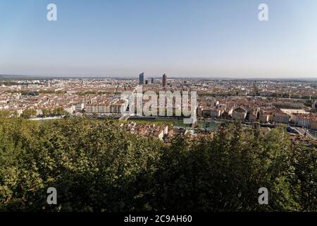 Lyon, Frankreich. September 2019. Gesamtansicht der Stadt lyon vom Fourviere Hügel, frankreich. Kredit: Bernard Menigault/Alamy Stock Photo Stockfoto