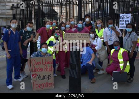 Lohngerechtigkeit für NHS & Schlüsselarbeiter 29/07/20 Stockfoto