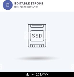 Symbol-Vektor für SSD-Laufwerk, gefülltes flaches Schild, solides Piktogramm isoliert auf Weiß, Logo-Illustration. SSD-Laufwerkssymbol zur Präsentation. Stock Vektor