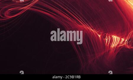 Abstrakte 3d-gerenderte futuristische Textur (8K). Dynamische, detaillierte organische Fraktale. Lebendige rote und schwarze Kunst Hintergrundstruktur. Teilweise verschwommen. Stockfoto