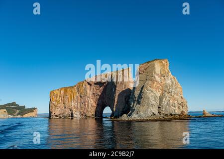 Rocher Perce Rock in Gaspe Peninsula, Quebec, Gaspesie, Kanada Stockfoto