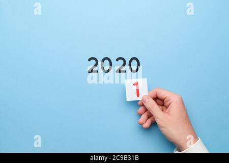 Konzept der Jahreswechsel von 2020 bis 2021. Stockfoto