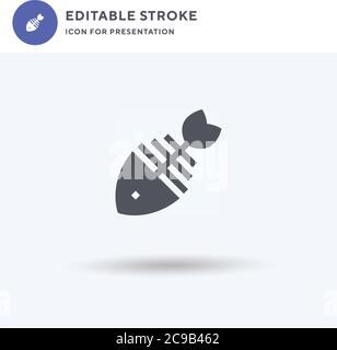 Fisch Knochen Icon Vektor, gefüllt flache Zeichen, solide Piktogramm isoliert auf weiß, Logo-Illustration. Fischknochen-Symbol für die Präsentation. Stock Vektor