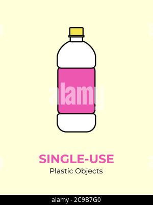 Kunststoff rosa Flasche. Vektordarstellung der Einweg-Recycling-Plastikflasche. Isolierte transparente Flasche. Stock Vektor
