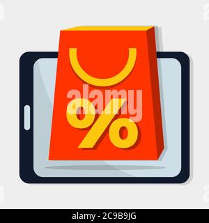 Online-Shopping Rabatt Symbol isolierte Vektor-Illustration Stock Vektor