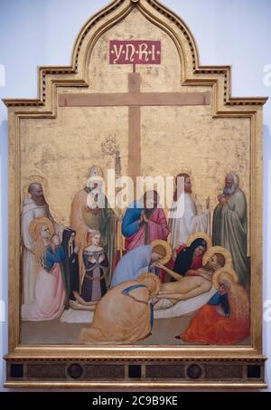 Pieta di San Remigio von Giottino (Tommaso di Stefano) in den Uffizien, Florenz, Italien Stockfoto
