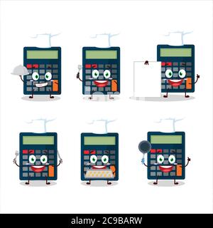 Cartoon Charakter des Rechners mit verschiedenen Chef Emoticons Stock Vektor