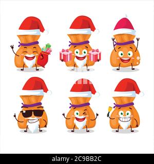 Weihnachtsmann Emoticons mit orange Bonbon Sack Cartoon-Figur Stock Vektor
