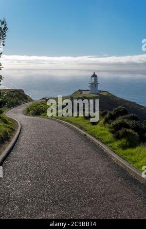 Cape Reinga, Nordinsel; Neuseeland - 15. Jun 2019: Cape Reinga Lighthouse, Wahrzeichen Nordneuseelands. Stockfoto