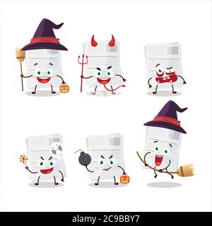 Halloween Ausdruck Emoticons mit Zeichentrickfigur Essay Papier Stock Vektor