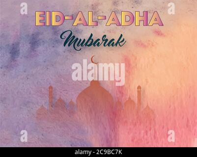 Elegante Schriftart Dekorative Eid al Adha Mubarak. Eid Al Adha mubarak Hintergrunddesign. Stockfoto