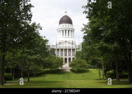 Maine State House, Blick vom Capitol Park, Augusta, ME, USA Stockfoto