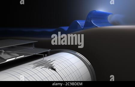 Erdbeben und Tsunami - 3D-Rendering Stockfoto