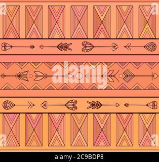 Geometrisches Nahtloses Boho-Muster mit Pfeilen. Vektorhintergrund für Ihre Kreativität Stock Vektor