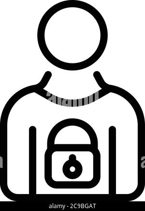 Symbol für gesicherte persönliche Informationen, Gliederungsstil Stock Vektor