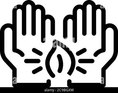 Halten Sie innen brennende Kerze Symbol, skizzieren Stil Stock Vektor