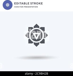 Chakra-Symbolvektor, gefülltes flaches Zeichen, solides Piktogramm isoliert auf Weiß, Logo-Illustration. Chakra-Symbol für die Präsentation. Stock Vektor