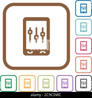 Mobile Tweaking einfache Symbole in Farbe abgerundeten quadratischen Rahmen auf weißem Hintergrund Stock Vektor