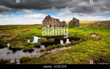 Zerstörte Gebäude. Grassington Moor Blei Minen. Yorkshire Dales Stockfoto