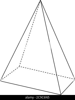 Geometrische Konstruktion einer rechten rechteckigen Pyramide mit versteckten Kanten dargestellt. Die Basis ist ein Rechteck und die Gesichter sind gleichschenklige Dreiecke, vintage Stock Vektor