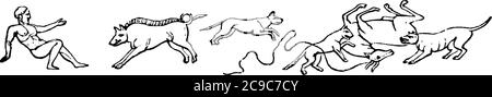 Venatio, Jagd war der Name unter den Römern zu einer Ausstellung von wilden Tieren, die miteinander und mit Menschen gekämpft. Diese Ausstellungen oder Stock Vektor