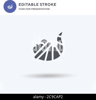 Cornucopia Icon Vektor, gefüllt flaches Zeichen, solides Piktogramm isoliert auf weiß, Logo-Illustration. Füllhorn-Symbol für die Präsentation. Stock Vektor