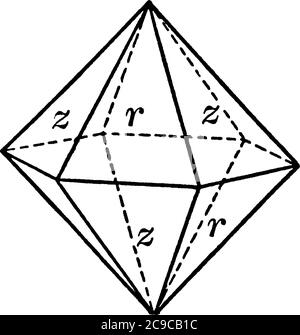 Quarz ist ein Mineral, das aus Silizium- und Sauerstoffatomen, Vintage-Linienzeichnung oder Gravurdarstellung besteht. Stock Vektor