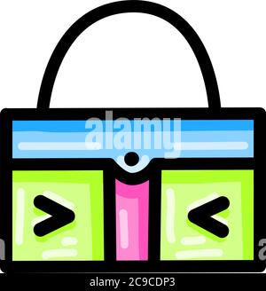 Grüne Frau Tasche, Illustration, Vektor auf weißem Hintergrund Stock Vektor