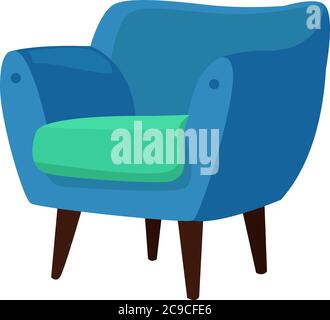 Blauer Sessel, Abbildung, Vektor auf weißem Hintergrund Stock Vektor