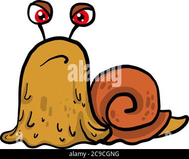 Böse Schnecke, Illustration, Vektor auf weißem Hintergrund Stock Vektor