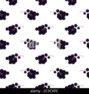 Schwarze Johannisbeere, Nahtloses Muster auf weißem Hintergrund. Stock Vektor