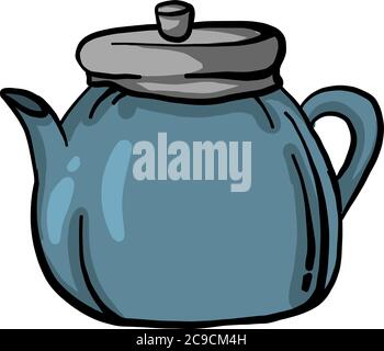 Große blaue Kaffeekanne, Illustration, Vektor auf weißem Hintergrund Stock Vektor
