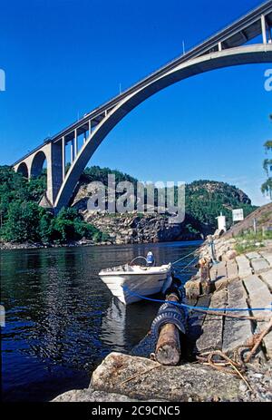 Die alte Svinesundbrücke, die Grenze zwischen Norwegen und Schweden Stockfoto