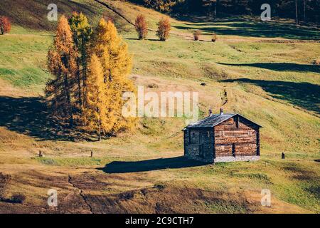 Livigno - Valtellina (IT) - Typische Berghütte im Herbst Stockfoto